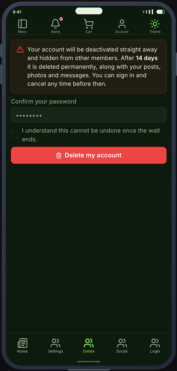 Deactivating an account, and the window to change their mind