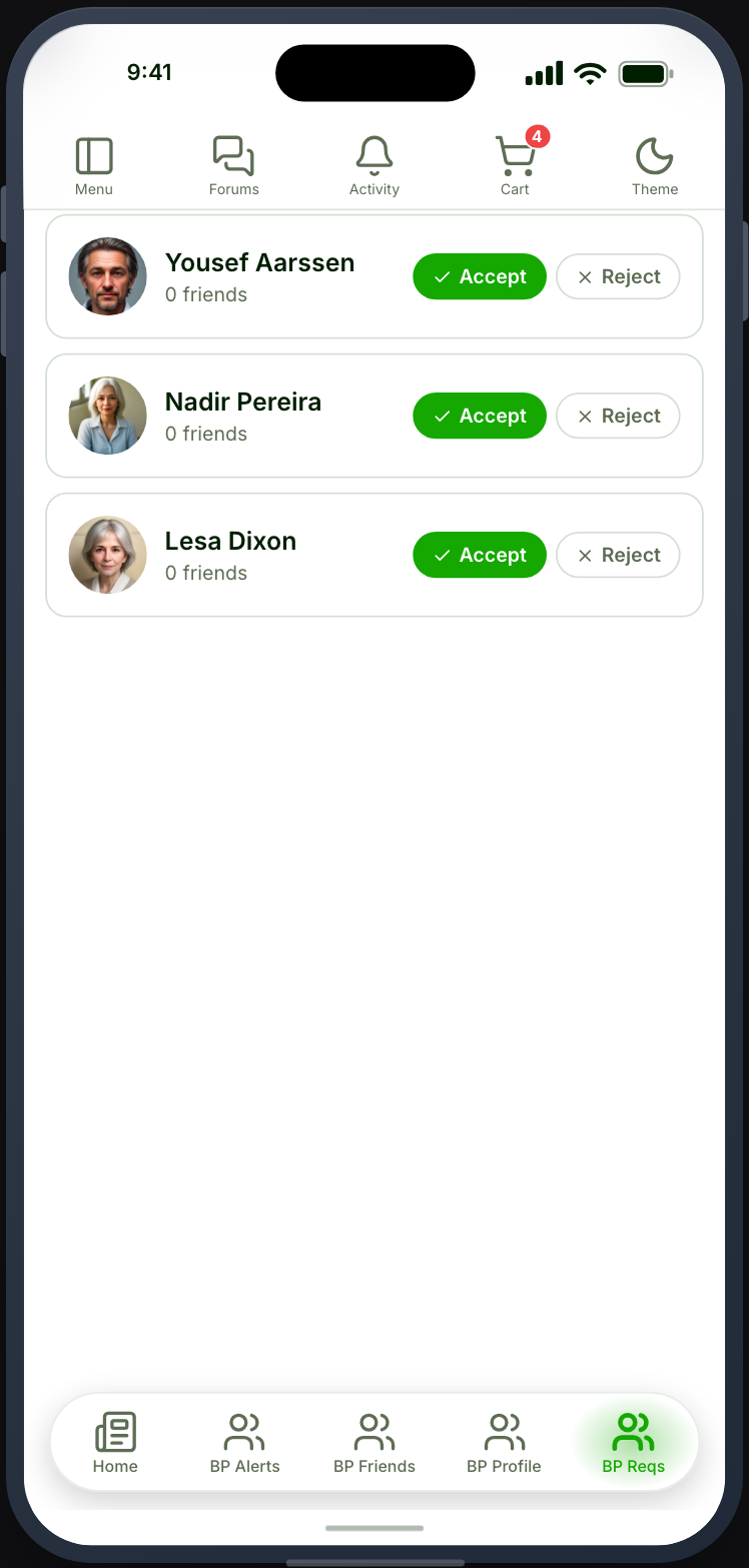 Accepting and rejecting friend requests