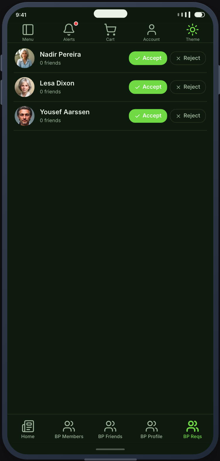 Accepting and rejecting friend requests