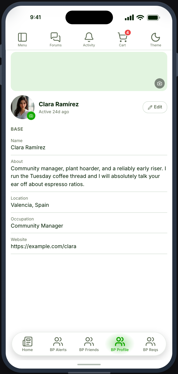 A BuddyPress profile, and editing your own