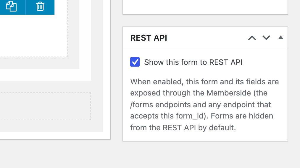 Opting a form and a member directory into the REST API